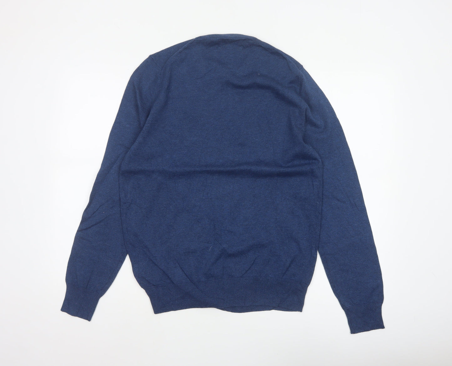 Marks and Spencer Men Blue M Pure Cotton Crew Neck Pullover Jumper