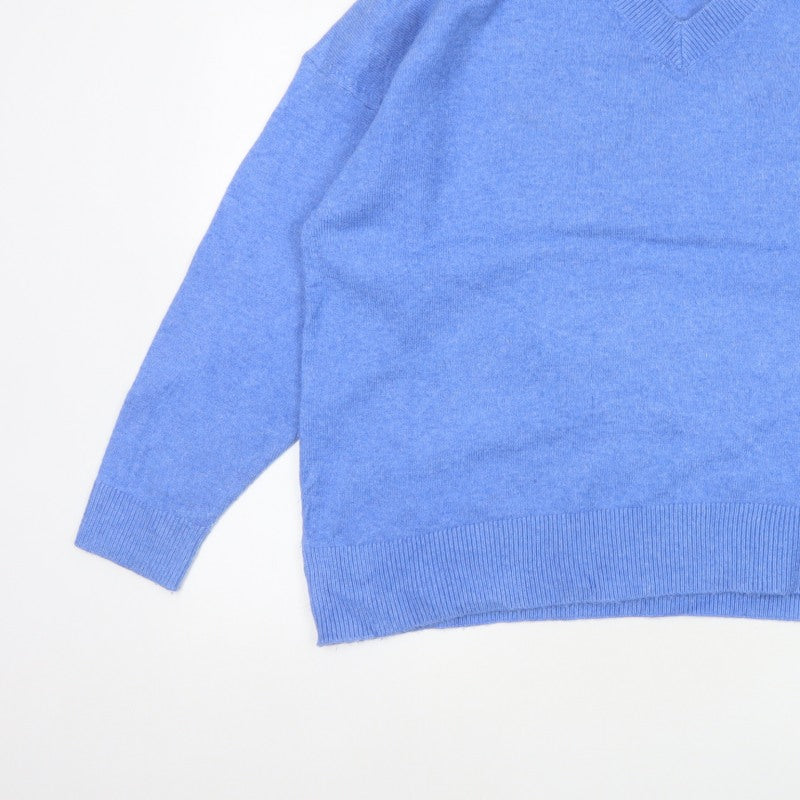 Marks and Spencer Women Blue XL V-Neck Long Sleeve Knit Jumper