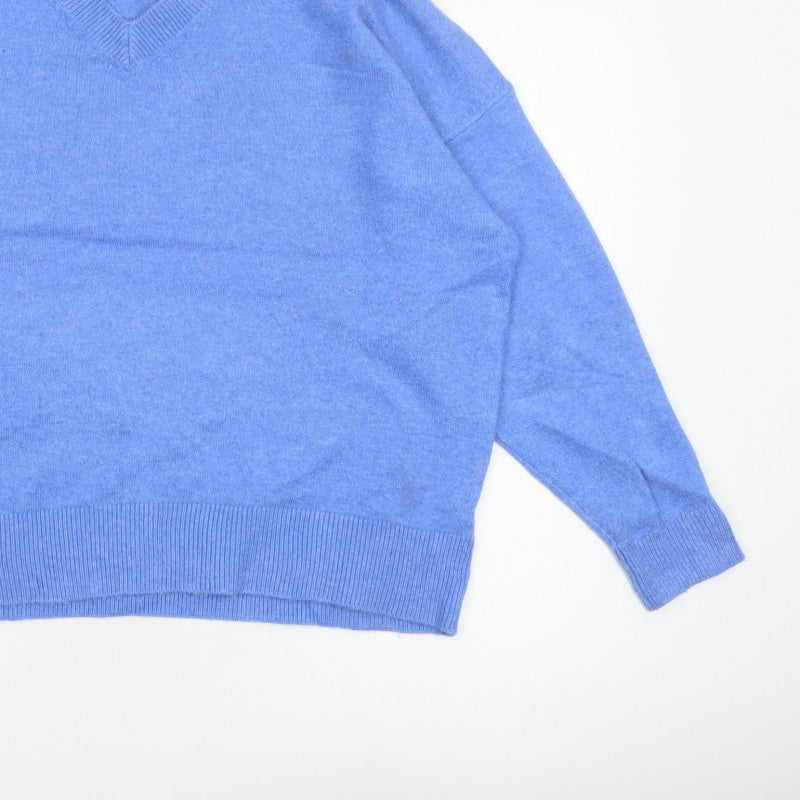 Marks and Spencer Women Blue XL V-Neck Long Sleeve Knit Jumper