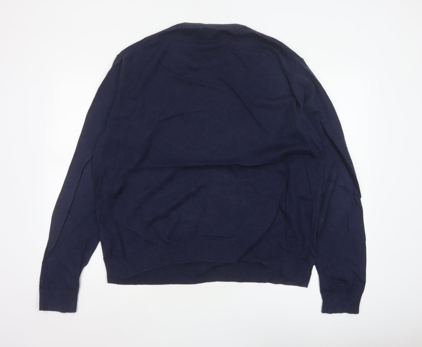 Joules Men’s Blue XXL Merino Wool Cotton Crew Neck Logo Jumper