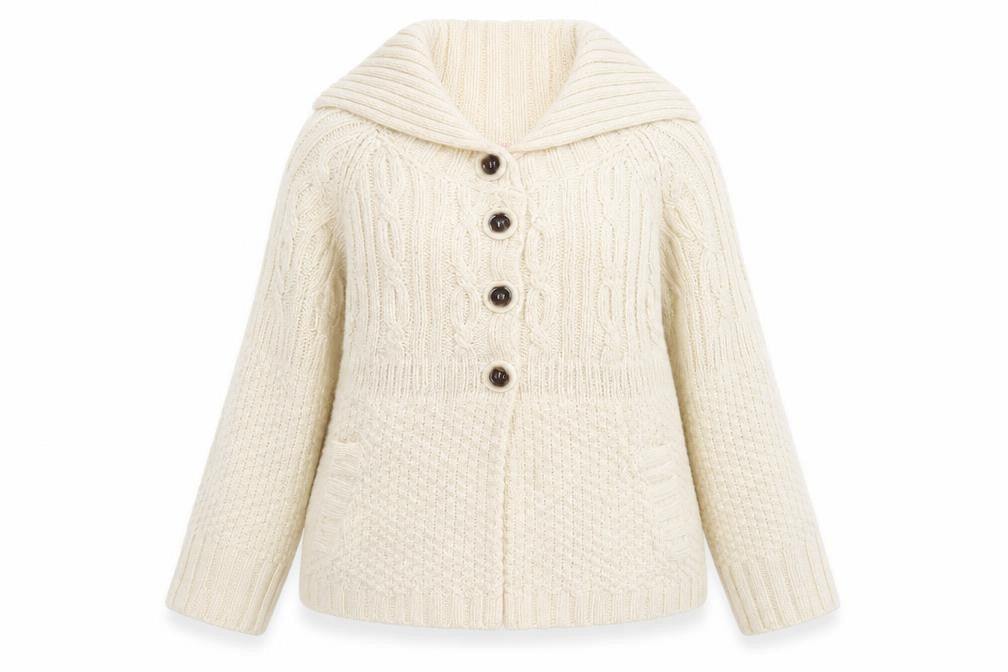 Phase Eight Women Ivory Size 14 Cable Knit Cowl Neck Cardigan