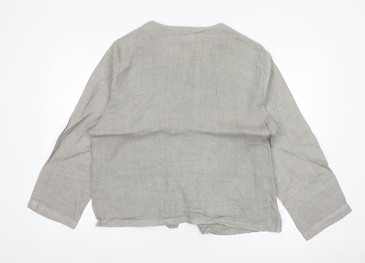 Luca Vanucci Women’s Grey XL Linen Button-Up Pocket Blouse Made in Italy
