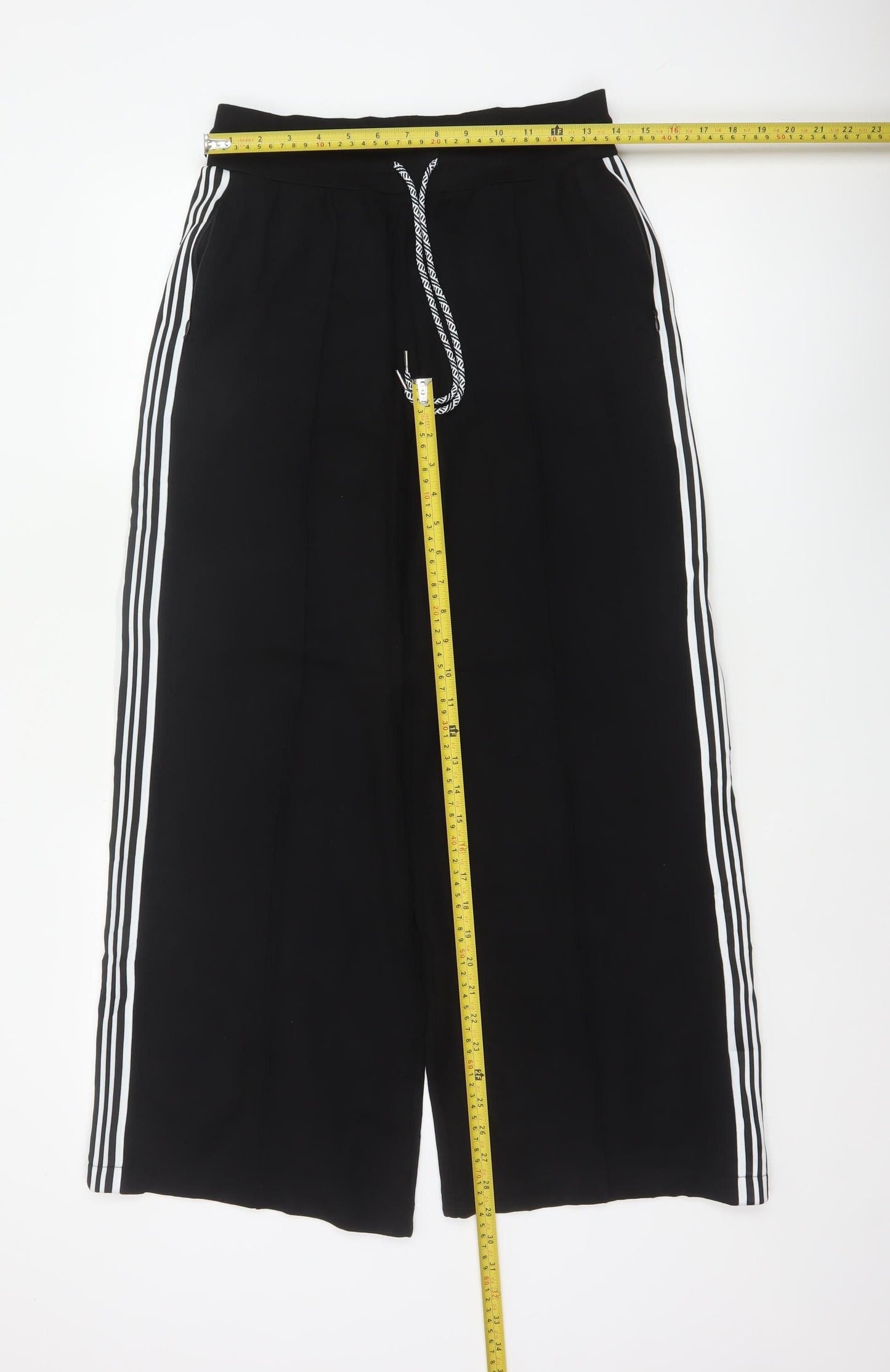 Marks & Spencer Women's Black UK 10 Long Wide-Leg Stripe Trousers