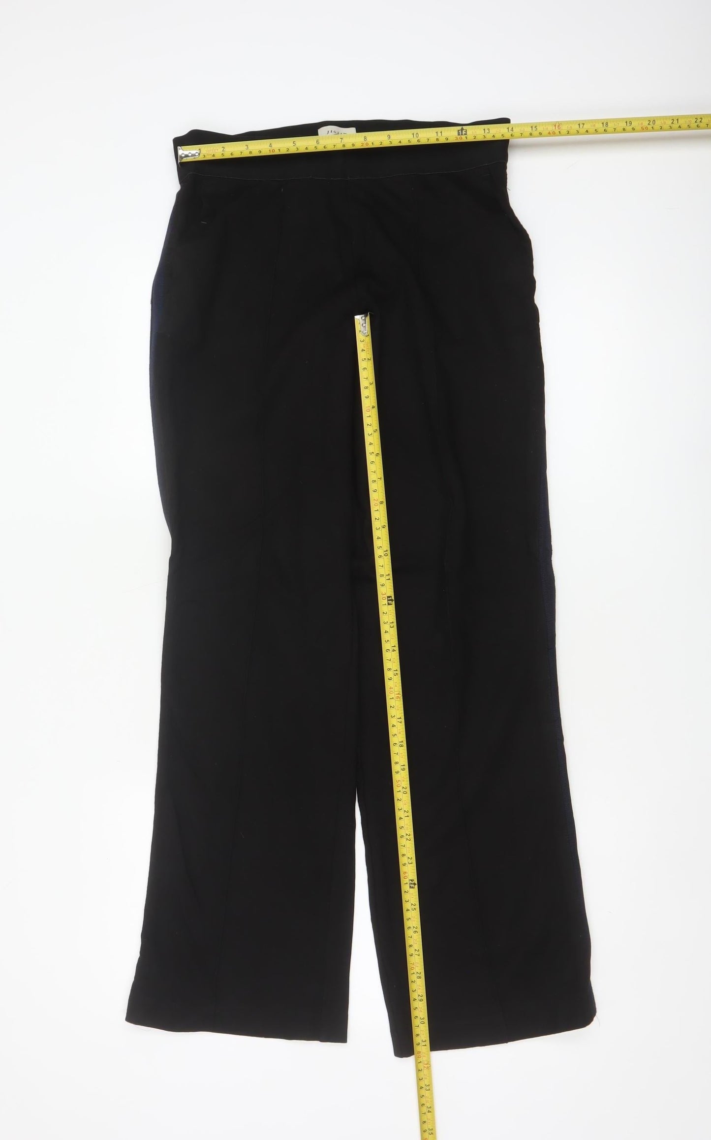 Jigsaw Women Black UK 10 High Rise Bootcut Pull-On Dress Trousers