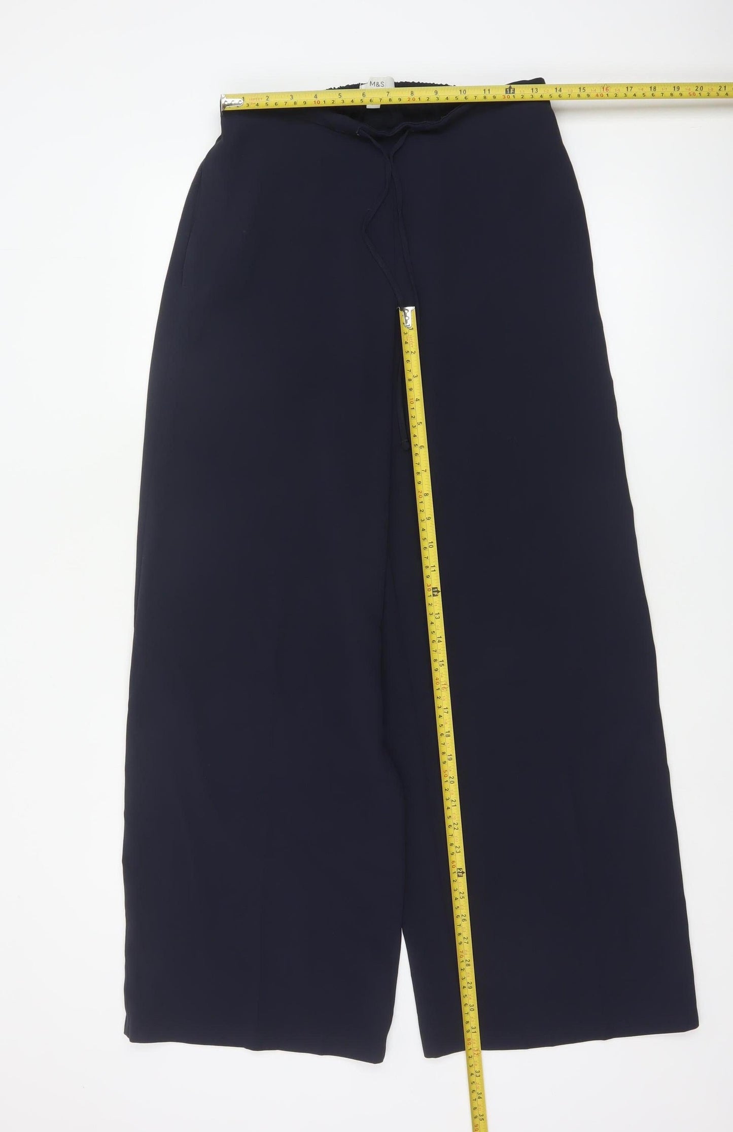 Marks and Spencer Women’s Navy Blue Size 10 Wide Leg Drawstring Trousers