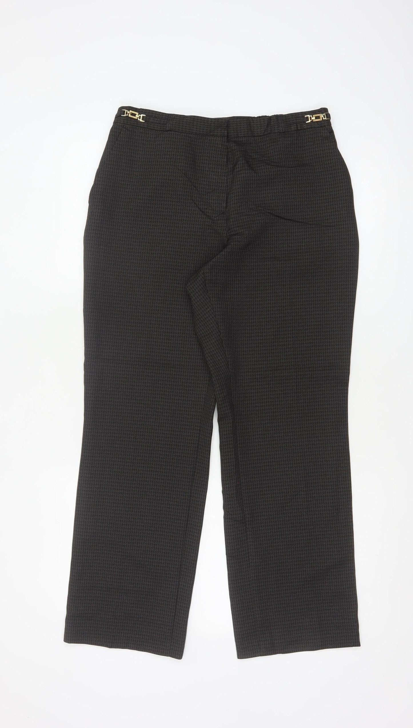 Marks and Spencer Women Brown UK 10 Short Straight Tailored Trousers
