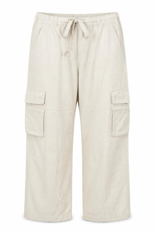 Marks and Spencer Women Ivory UK 22 Cargo Linen Blend Trousers