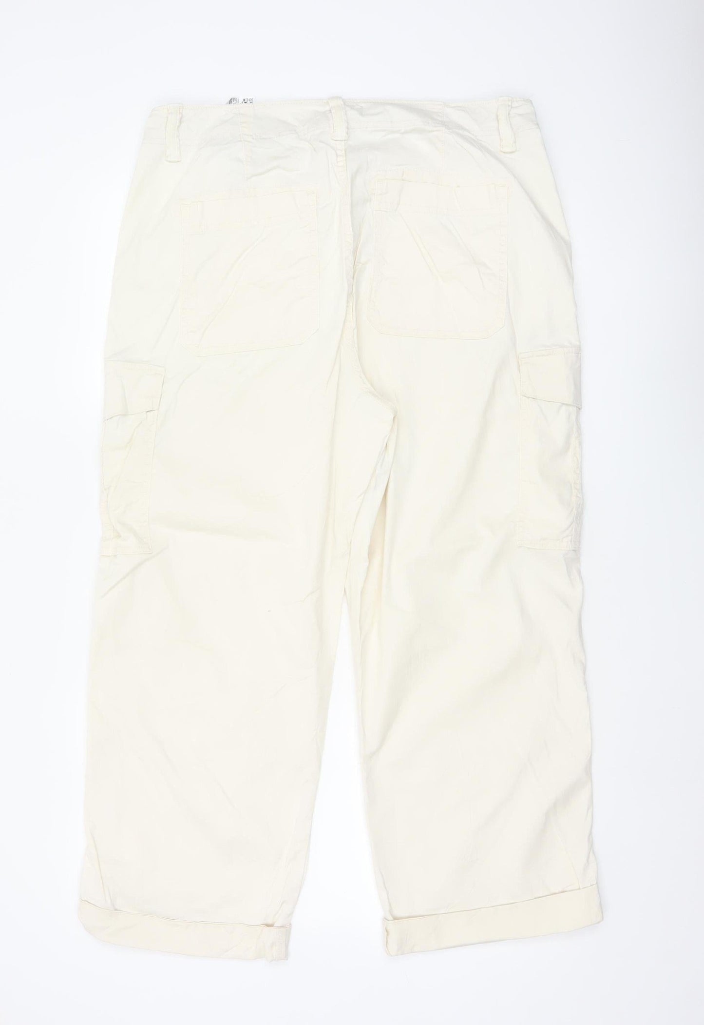 Marks & Spencer Women Beige Size 16 Long Cargo Cropped Trousers