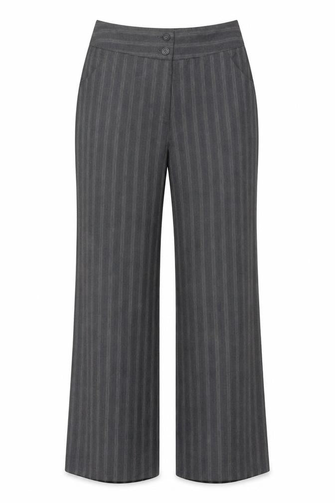 Next Women’s Grey Stripe Wool Blend Tailored Bootcut Trousers UK 10L