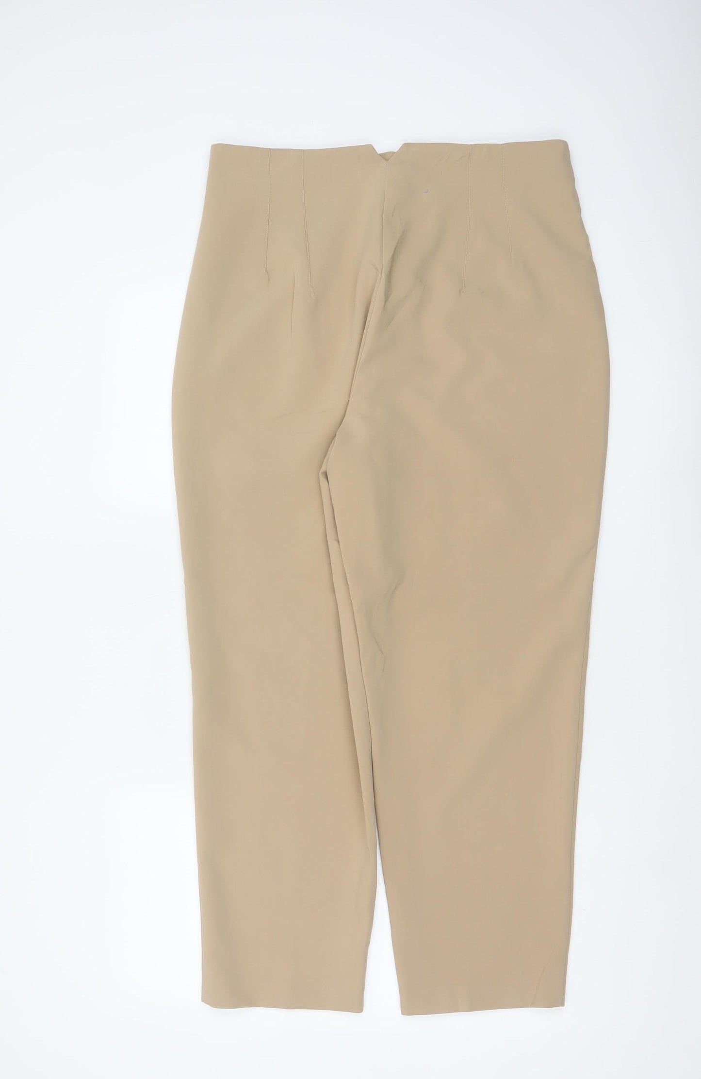 Zara Women Beige UK 14 High Rise Tapered Tailored Trousers