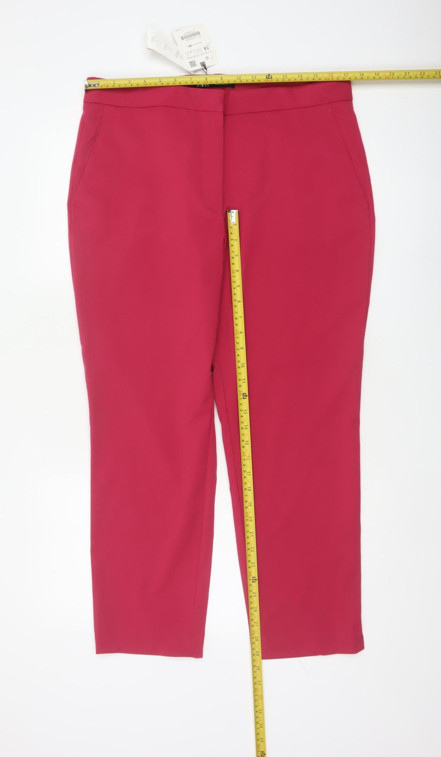 Zara Women Red Size 16 High Rise Tapered Tailored Trousers
