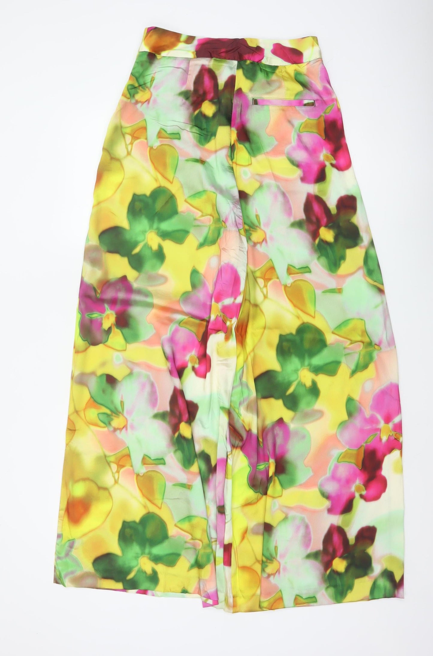 Zara Women Multicoloured UK 8 Floral Wide-Leg Trousers High Rise