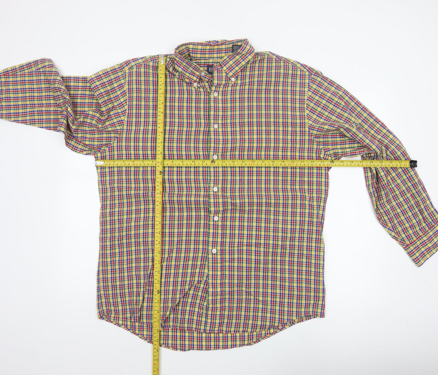 Lands' End Men’s Multicoloured Check Button-Down Shirt M Regular