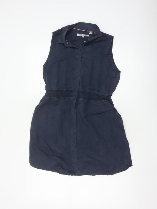 Jack Wills Women Navy UK 8 Sleeveless Shirt Dress Collared Lyocell