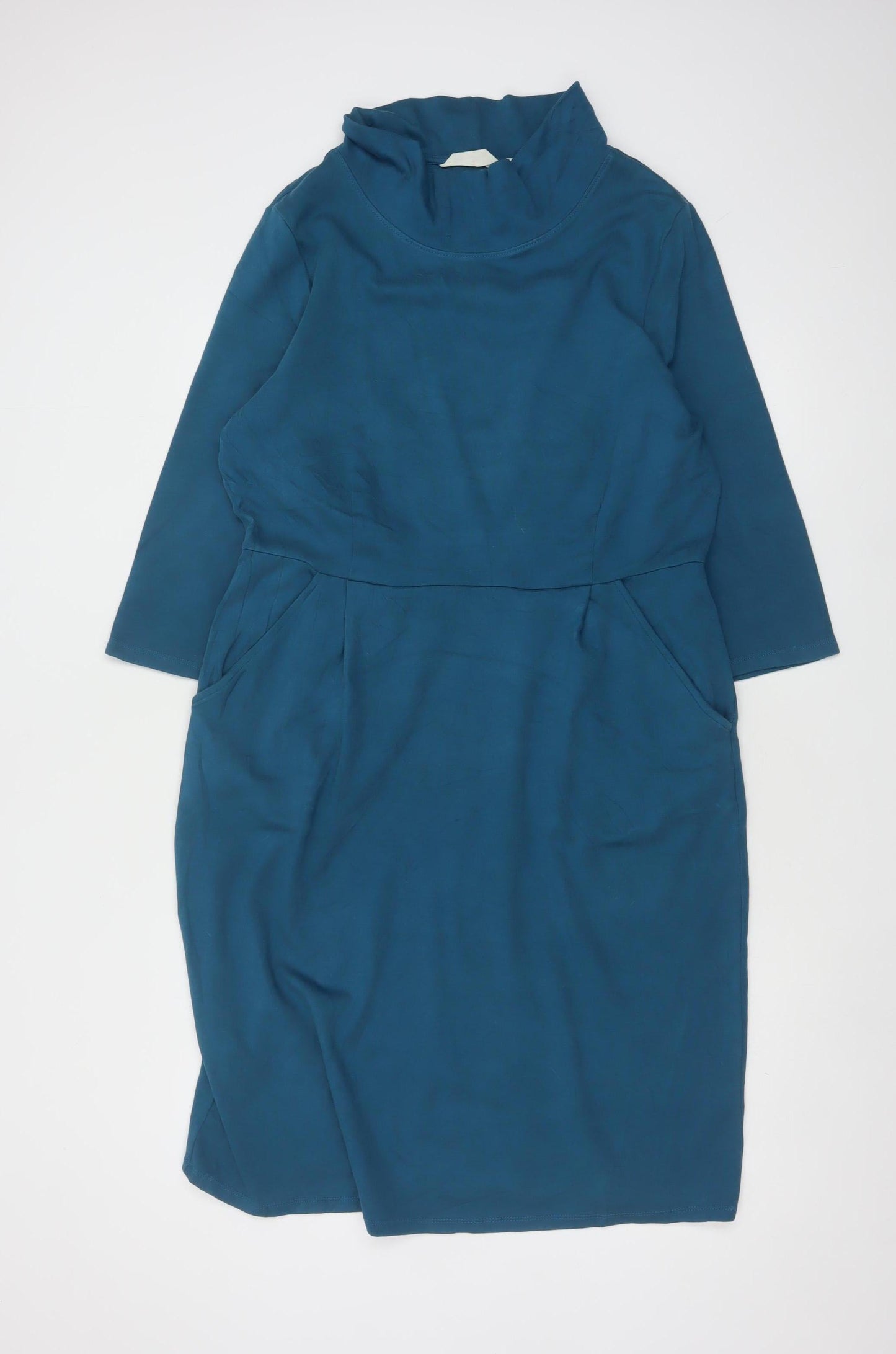 Seasalt Cornwall Women’s Blue Size 16 Cleats Cowl Neck Sheath Dress