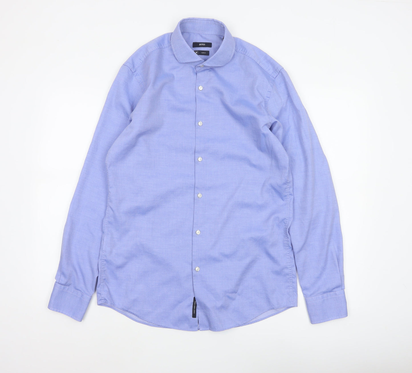 Hugo Boss Men's Blue Size 40 Slim Fit Cotton Long Sleeve Button-Up Shirt