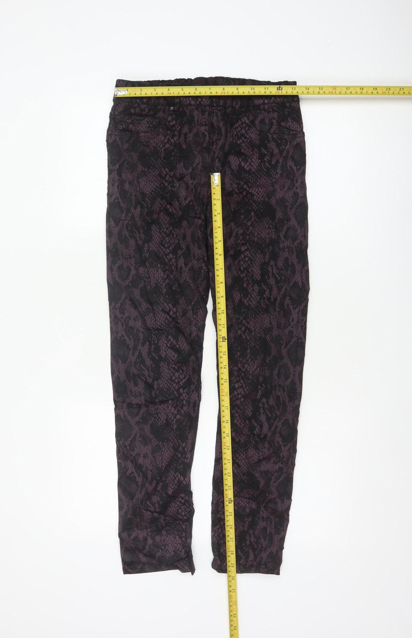 LauRie Women’s Purple Snake Print Skinny Stretch Trousers UK 8