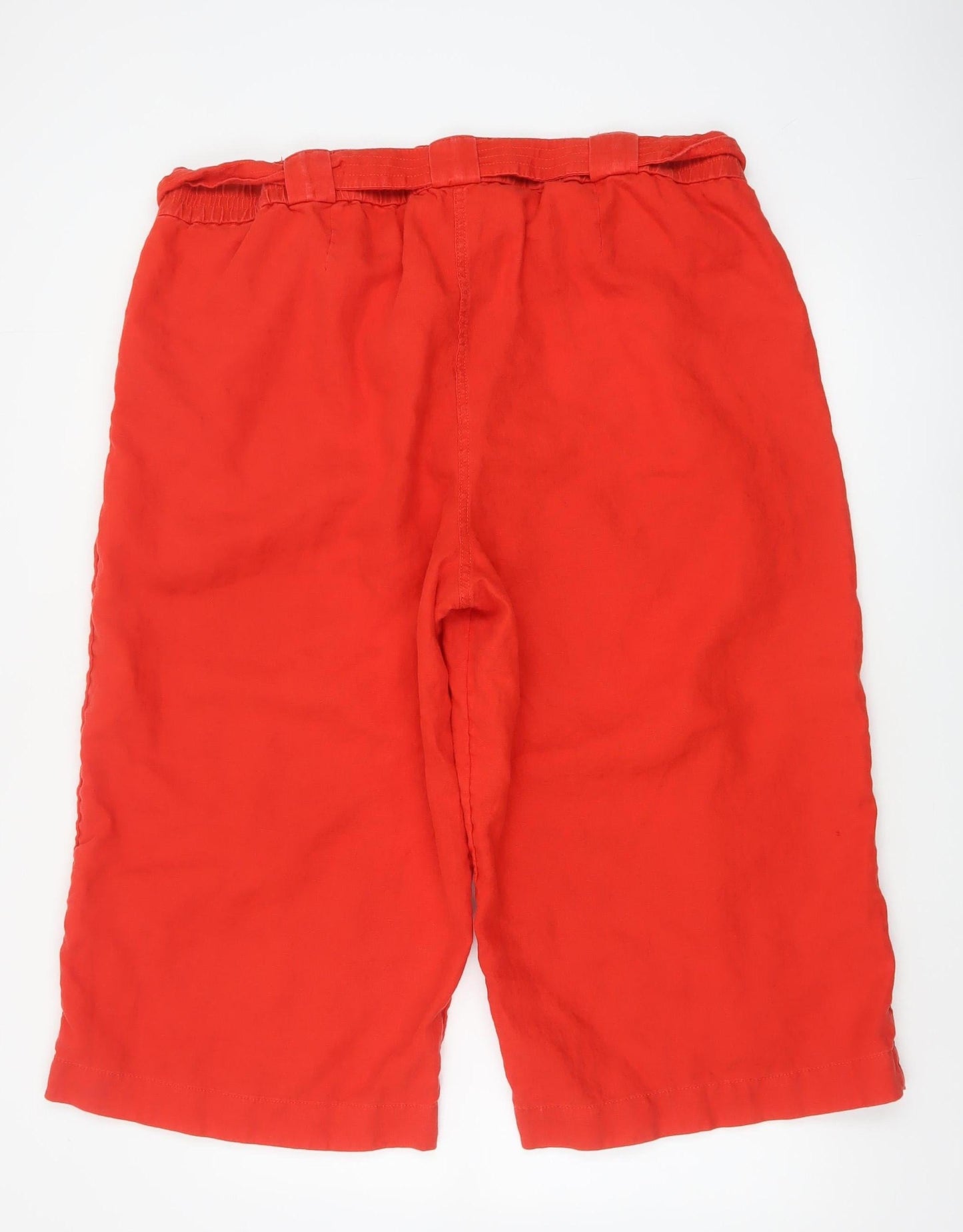 Marks and Spencer Women's Red Size 24 Paperbag Linen Trousers