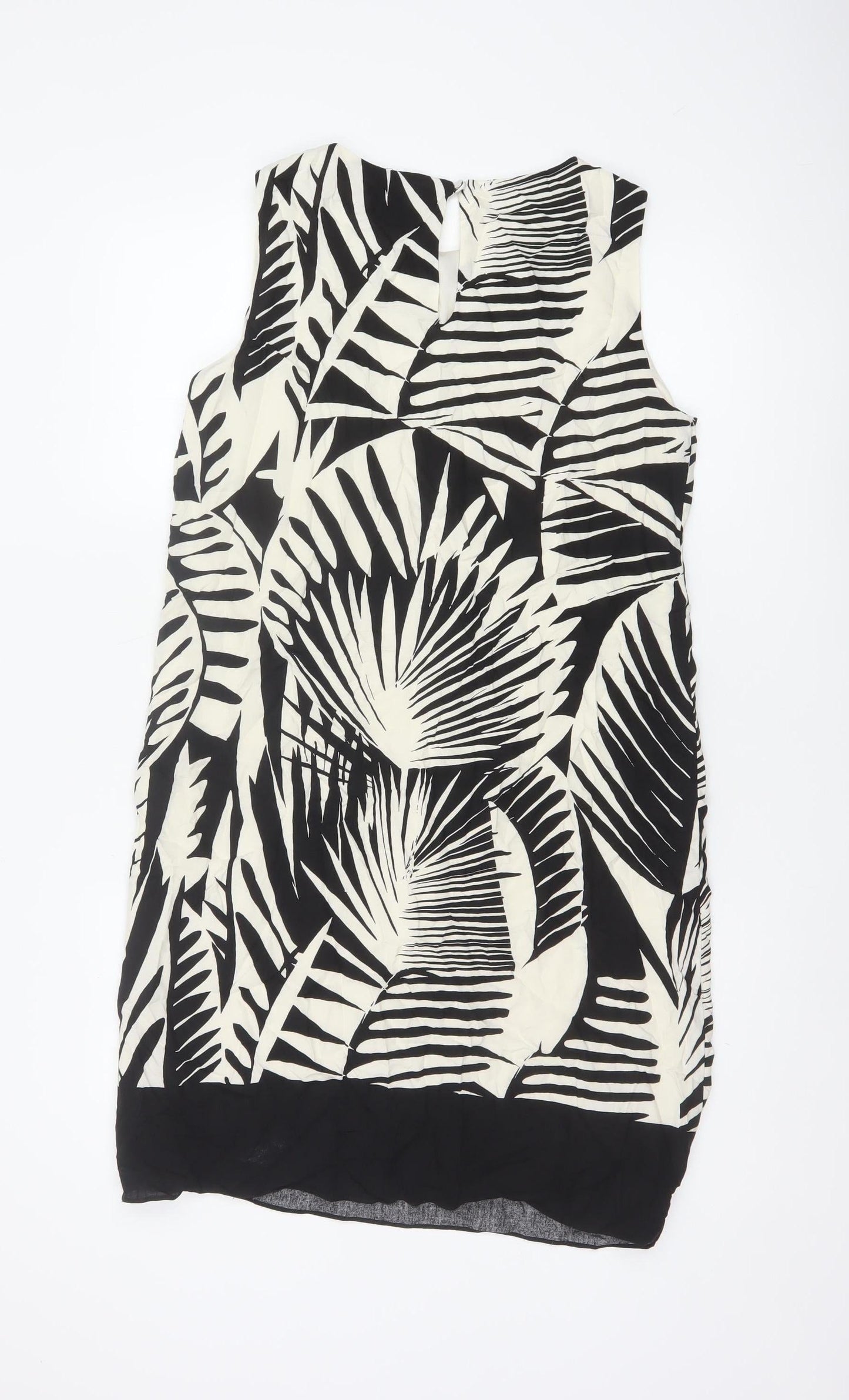 Roman Petite Women Black Ivory UK 14 Shift Knee Length Tropical Dress