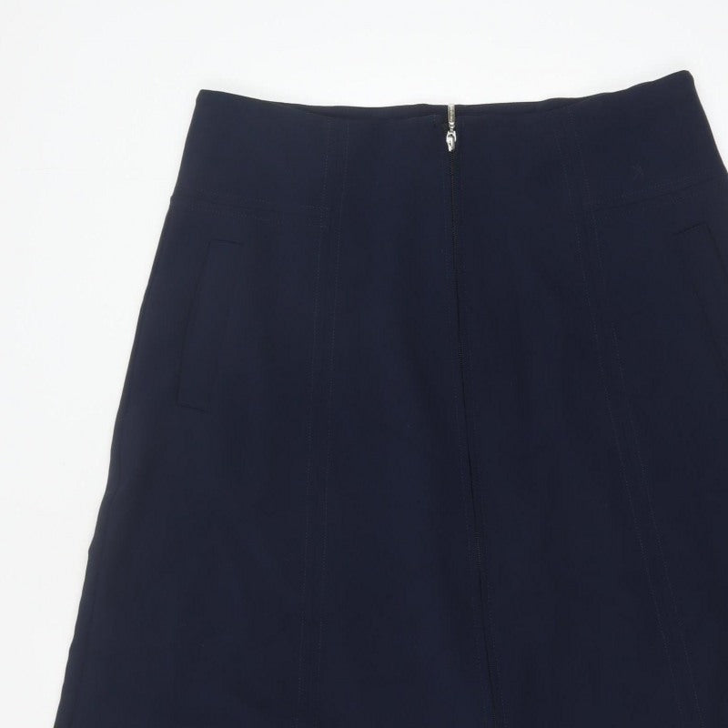 Marks & Spencer Women Navy UK 16 A-Line Midi Zip Pocket Skirt