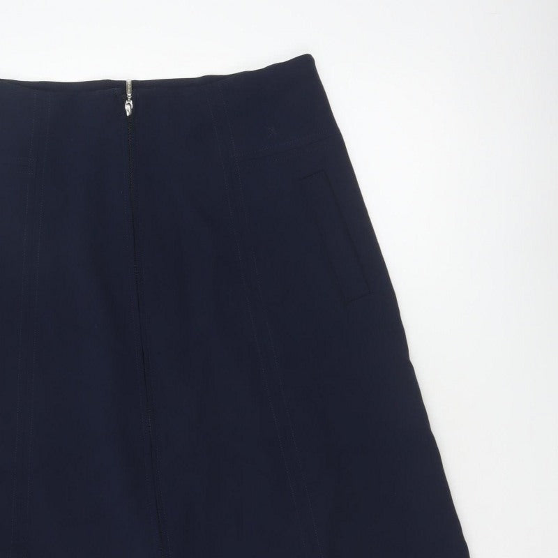 Marks & Spencer Women Navy UK 16 A-Line Midi Zip Pocket Skirt
