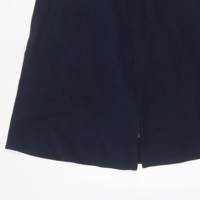 Marks & Spencer Women Navy UK 16 A-Line Midi Zip Pocket Skirt