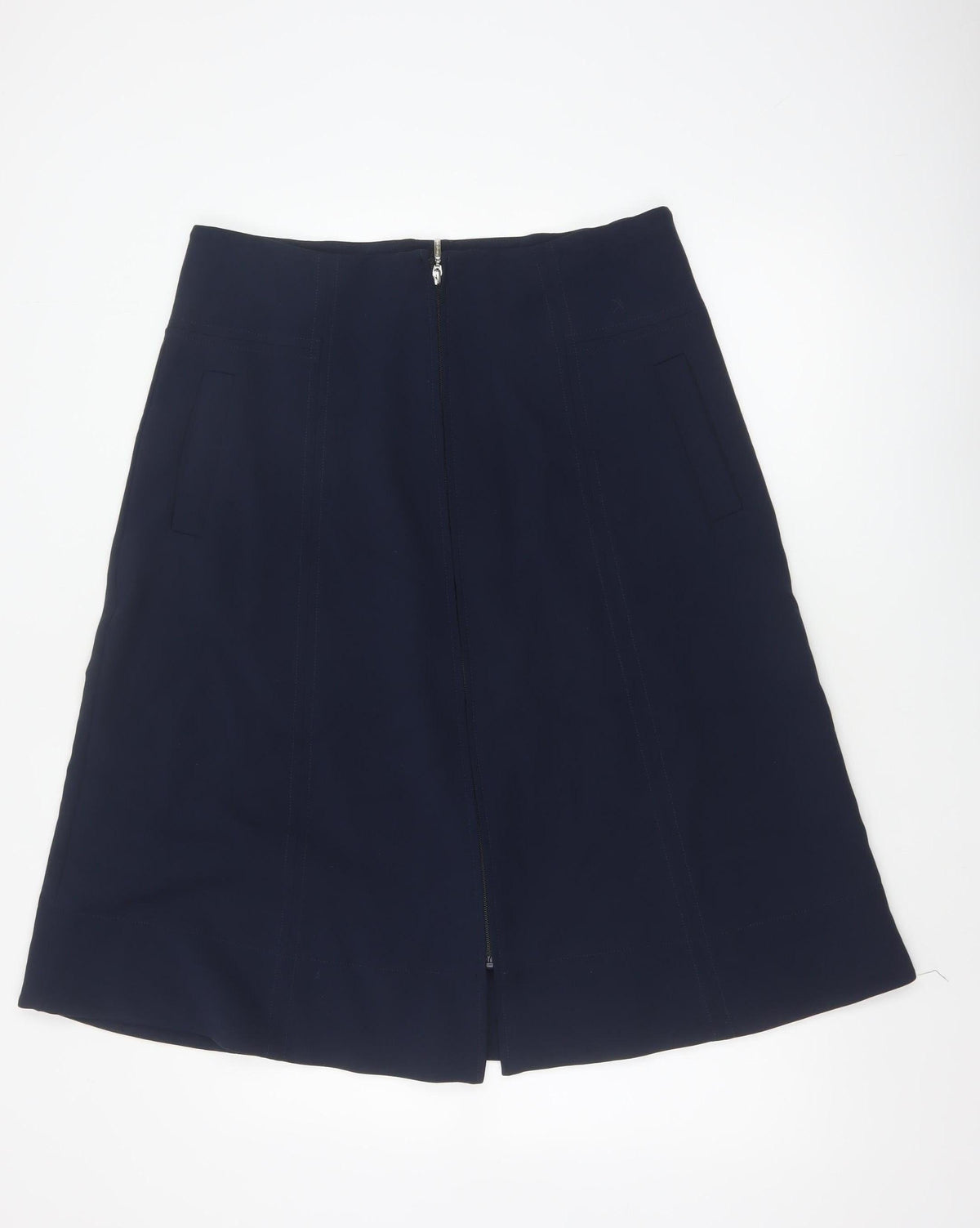 Marks & Spencer Women Navy UK 16 A-Line Midi Zip Pocket Skirt