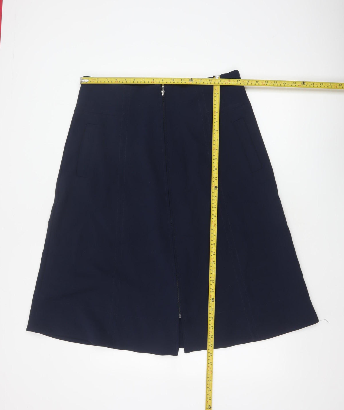 Marks & Spencer Women Navy UK 16 A-Line Midi Zip Pocket Skirt