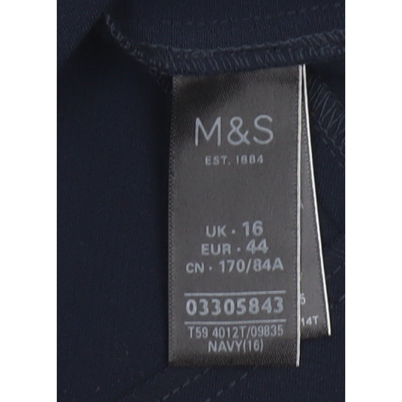Marks & Spencer Women Navy UK 16 A-Line Midi Zip Pocket Skirt