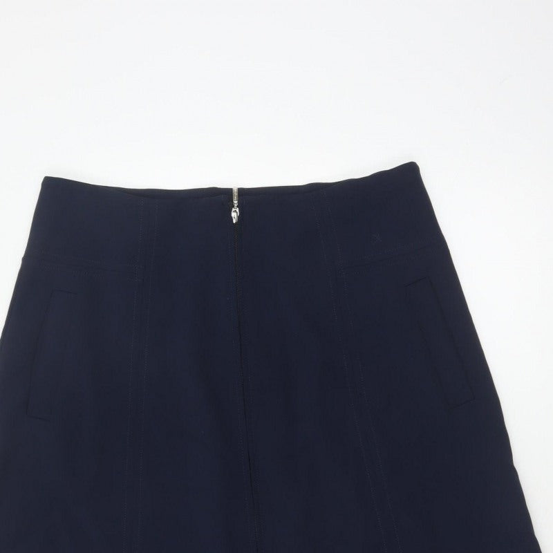 Marks & Spencer Women Navy UK 16 A-Line Midi Zip Pocket Skirt