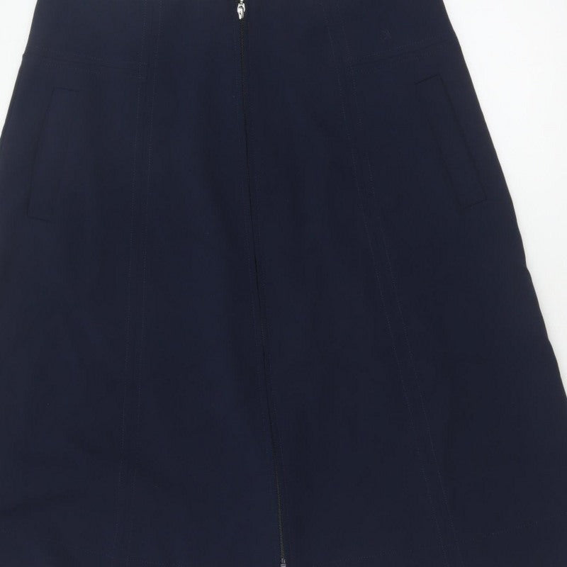 Marks & Spencer Women Navy UK 16 A-Line Midi Zip Pocket Skirt