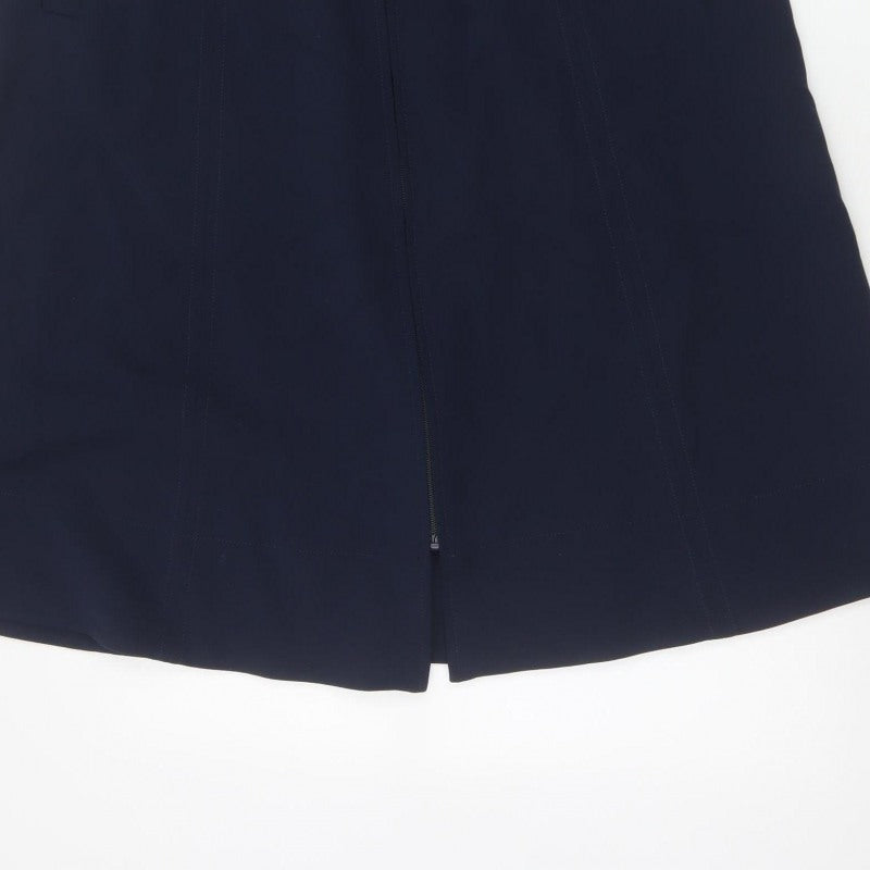 Marks & Spencer Women Navy UK 16 A-Line Midi Zip Pocket Skirt
