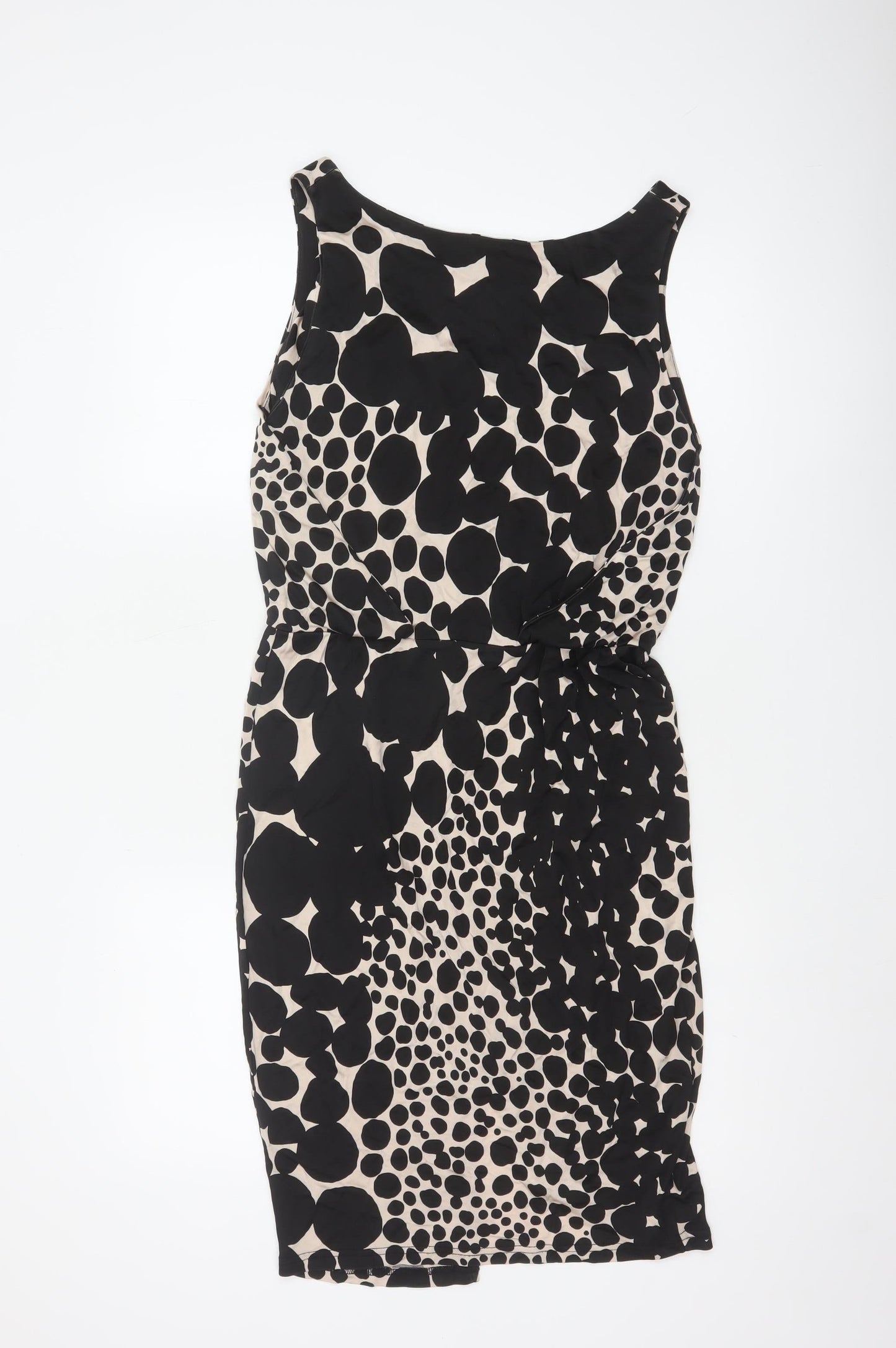 L.K. Bennett Women Black Ivory Polka Dot UK 8 Knee Length Sheath Dress