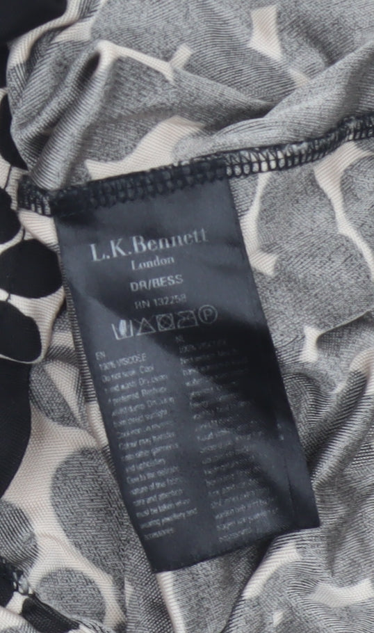 L.K. Bennett Women Black Ivory Polka Dot UK 8 Knee Length Sheath Dress