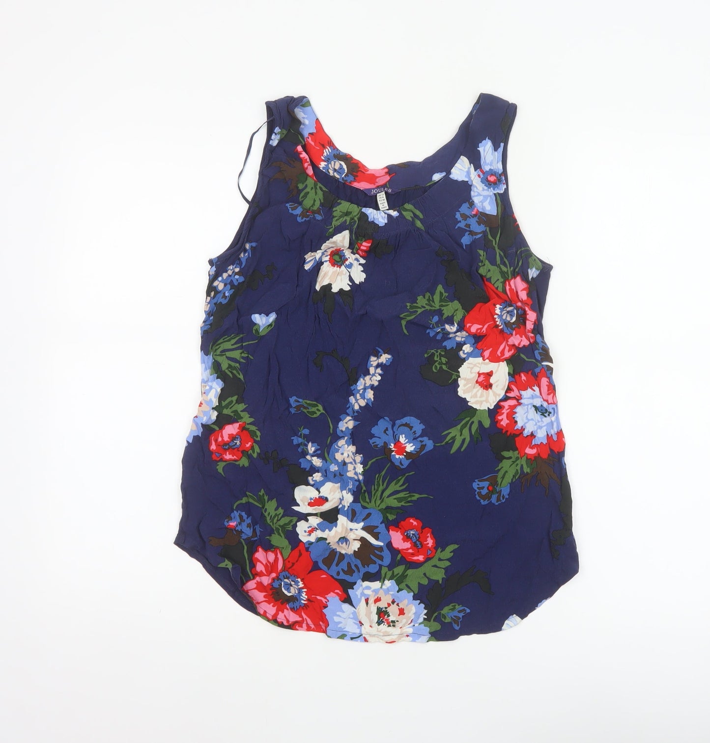 Joules Women Blue Floral Viscose UK 12 Camisole Tank Top