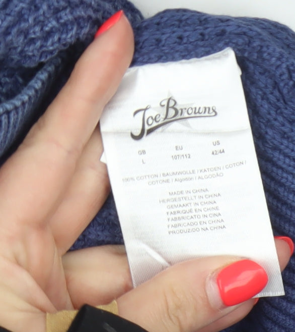 Joe Browns Men's Blue L Chunky Knit Crew Neck Cotton Pullover Jumper