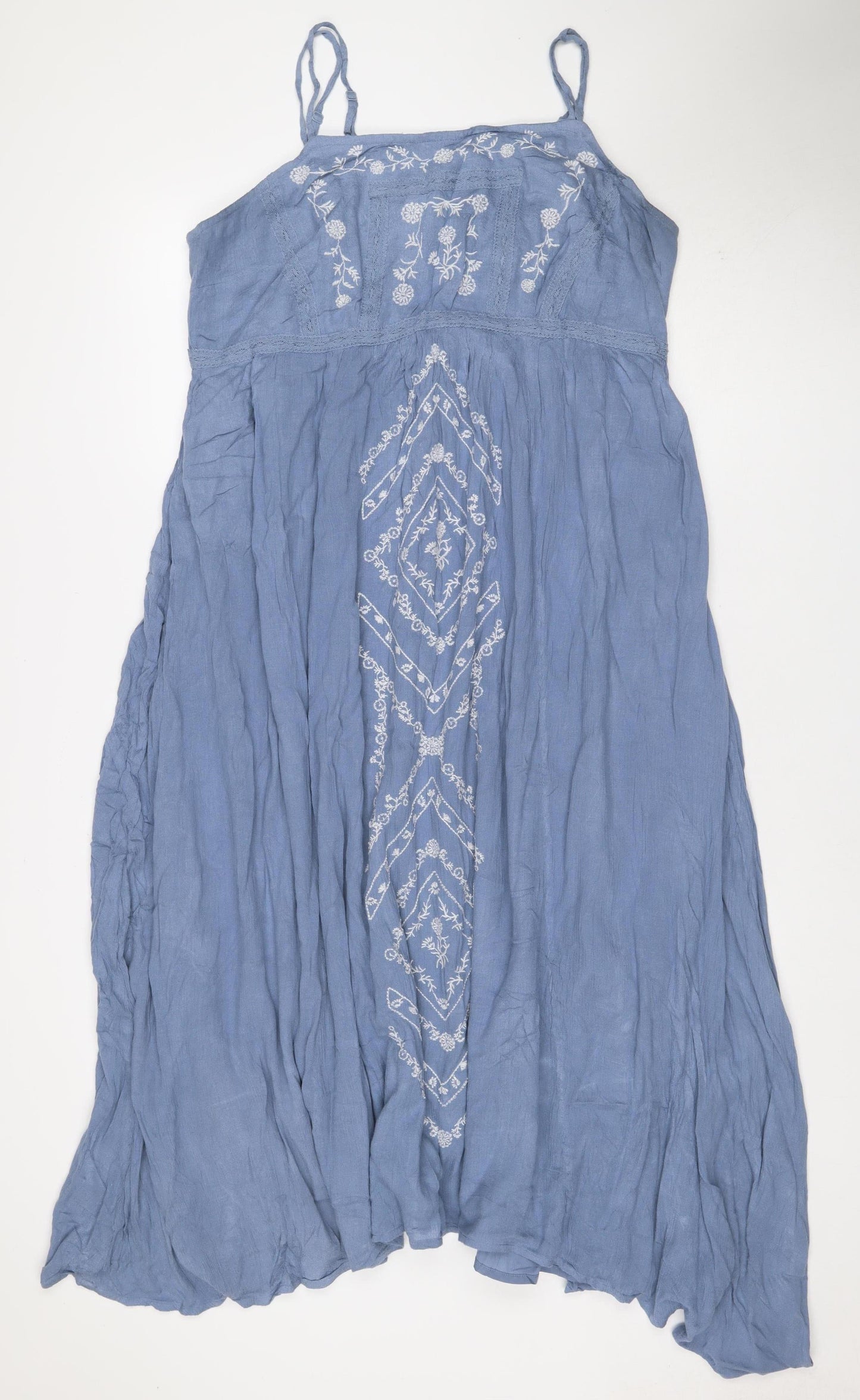 M&S Women’s Blue UK 16 Bohemian Floral Embroidered Maxi Dress