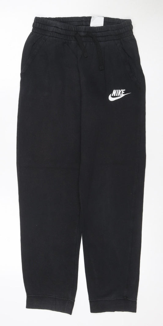 Nike Boys Black 158 Jogger Sweatpants Cotton Blend Drawstring Logo