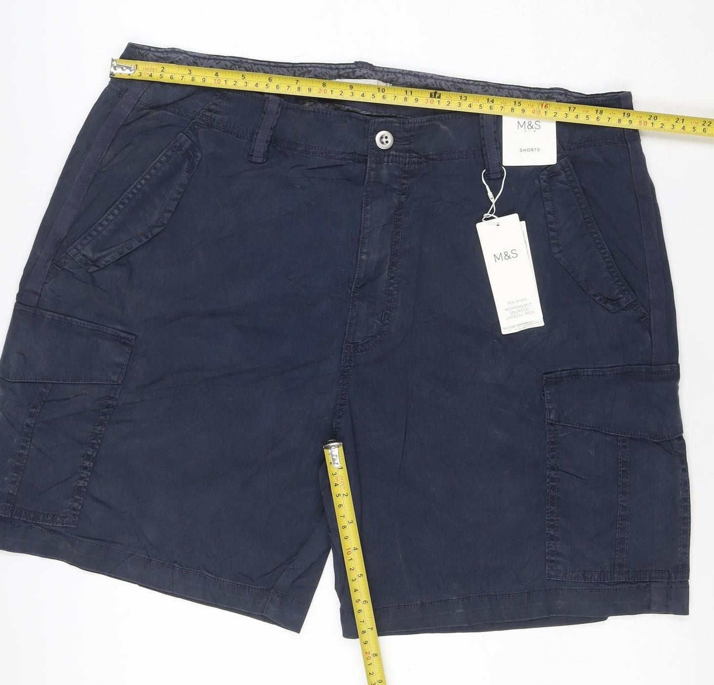 M&S Women’s Navy Blue Size 20 Lyocell Cotton Stretch Cargo Shorts