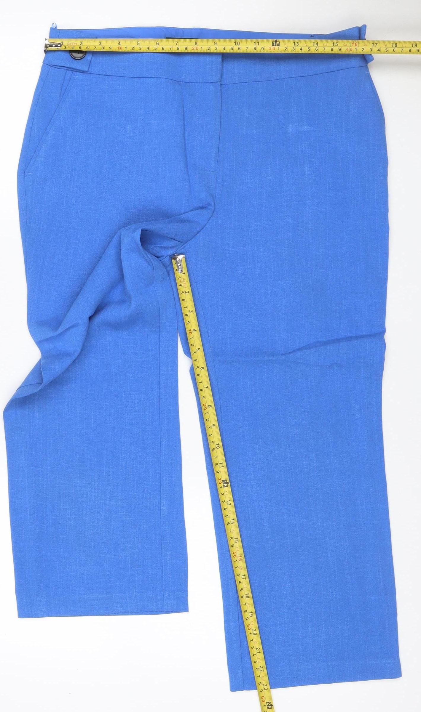 Next Women’s Blue Linen Blend Tailored Straight Trousers UK 12