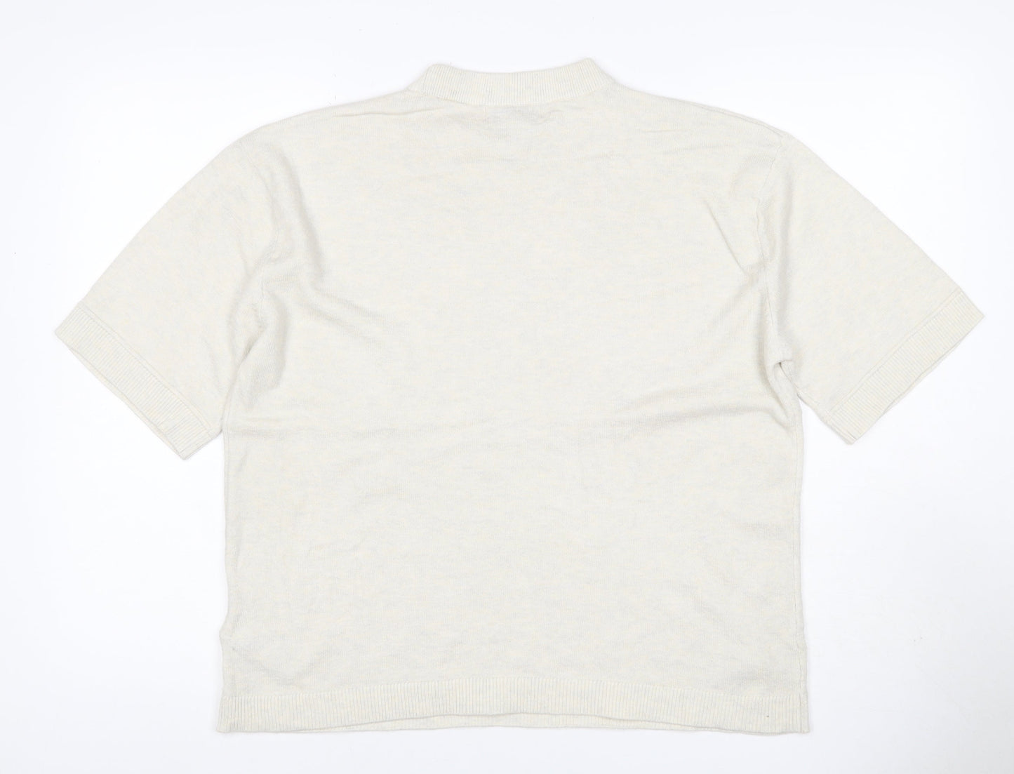 Marks and Spencer Women Ivory M Short Sleeve Crew Neck Fine Knit Jumper