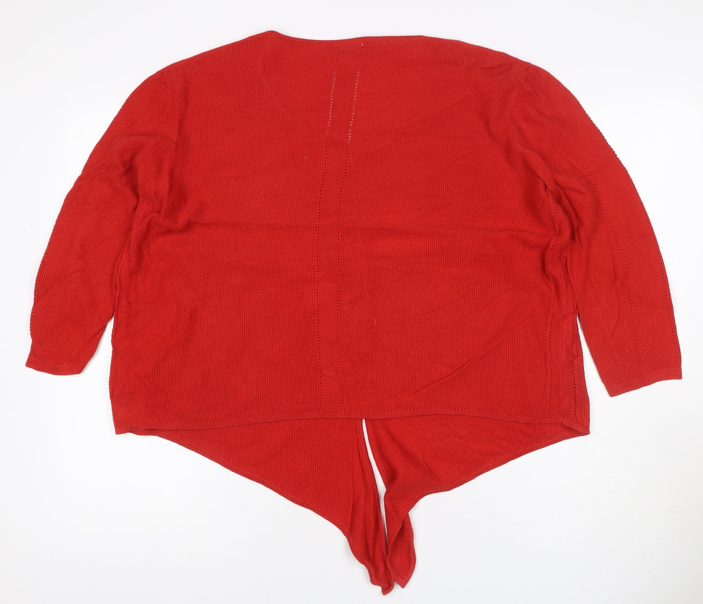 White Stuff Women Red UK 12 V-Neck Cotton Knit Pullover Jumper