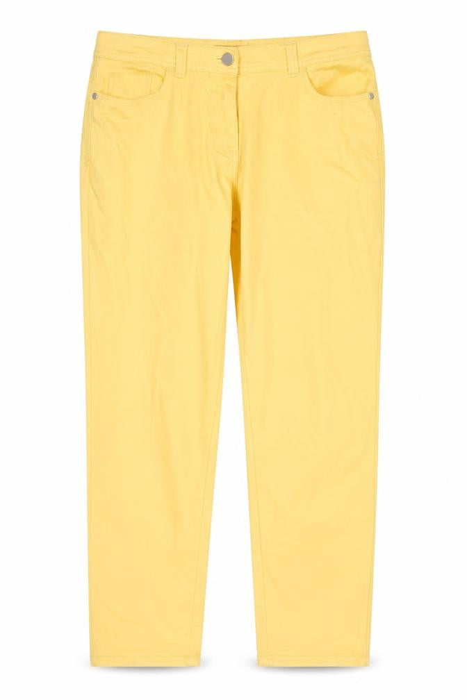 M&Co Women Yellow Size 14 Straight Stretch 5-Pocket Jeans