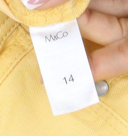M&Co Women Yellow Size 14 Straight Stretch 5-Pocket Jeans