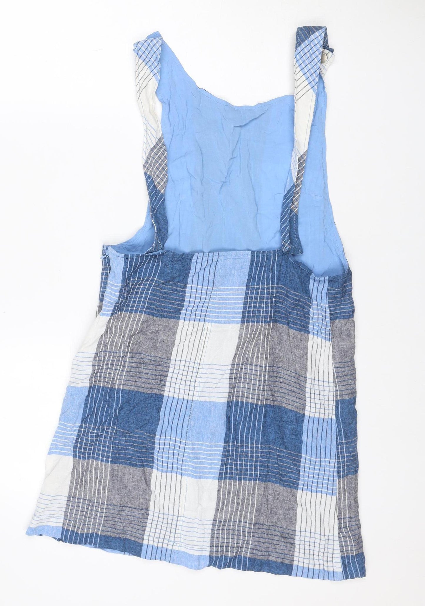 Urban Outfitters Women Blue Check Pinafore Dress S Petite