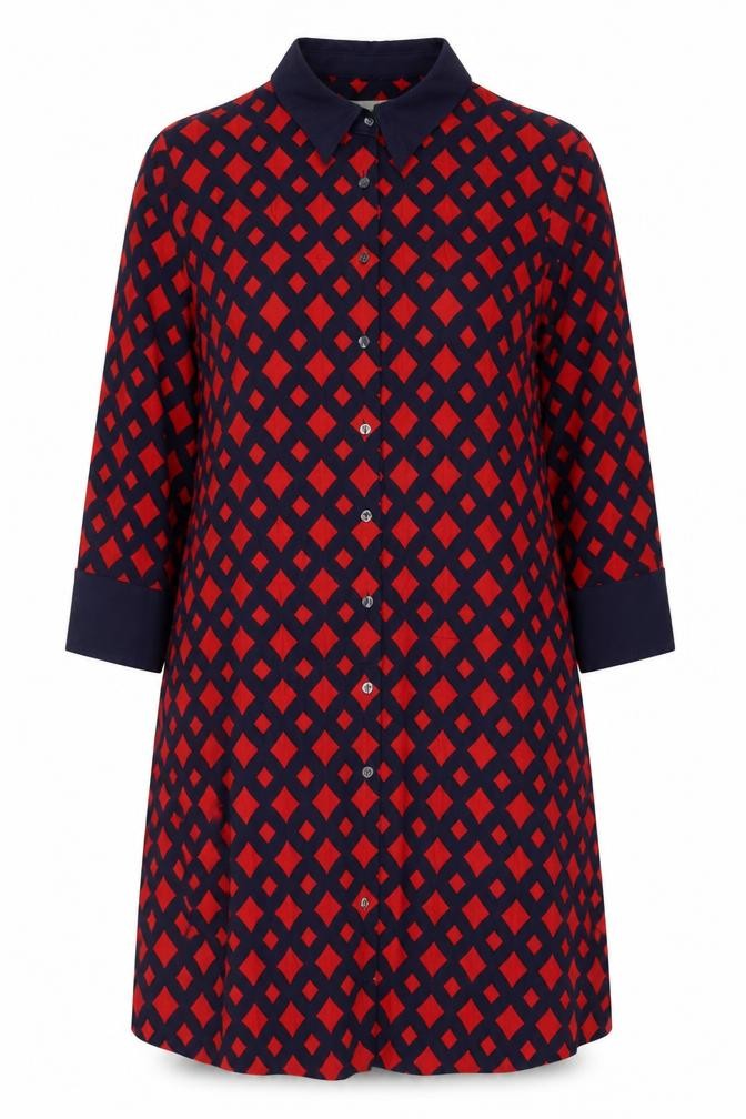 Hobbs Women Multicoloured Geometric Shirt Dress UK 12 Long Sleeve