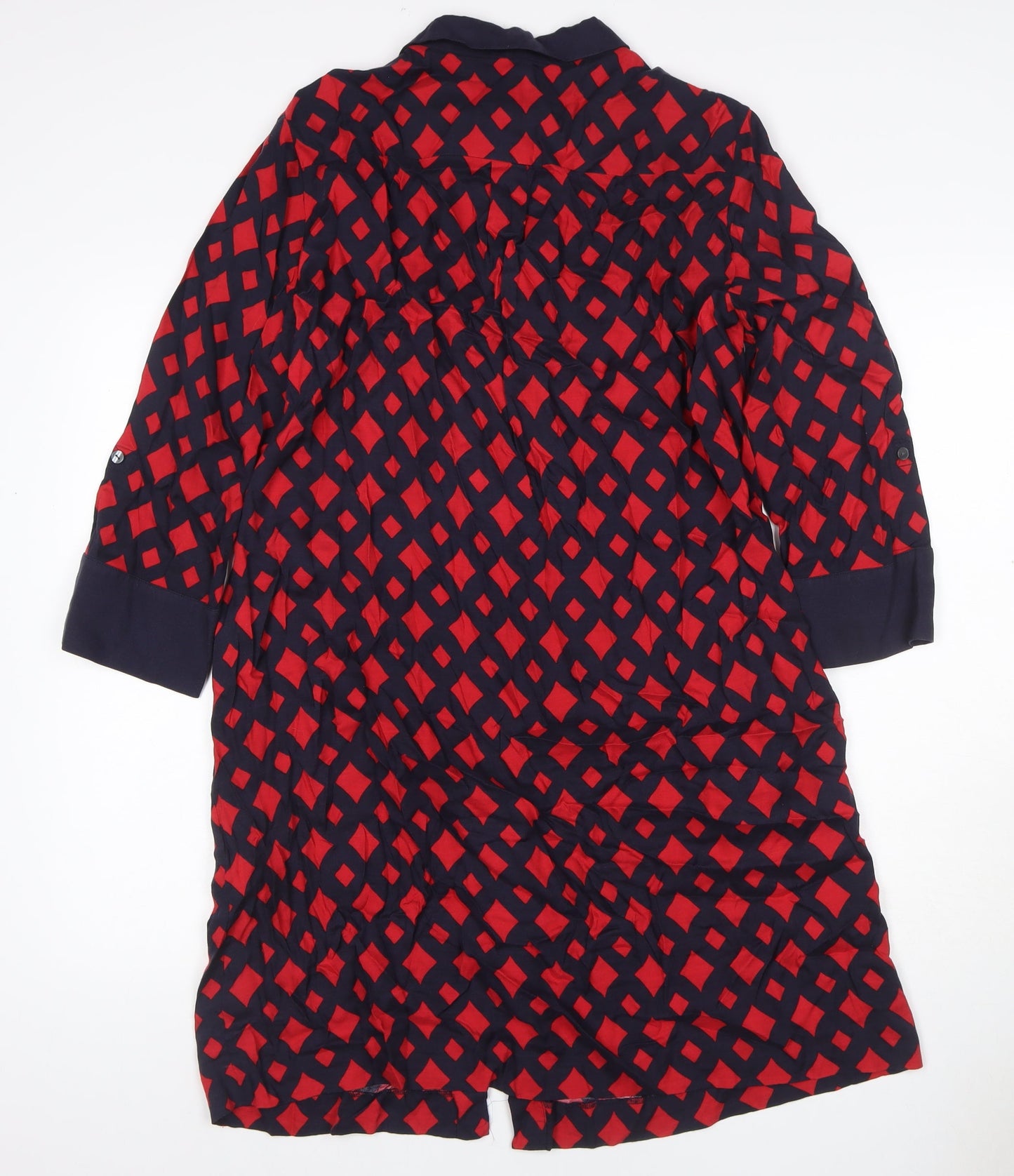 Hobbs Women Multicoloured Geometric Shirt Dress UK 12 Long Sleeve