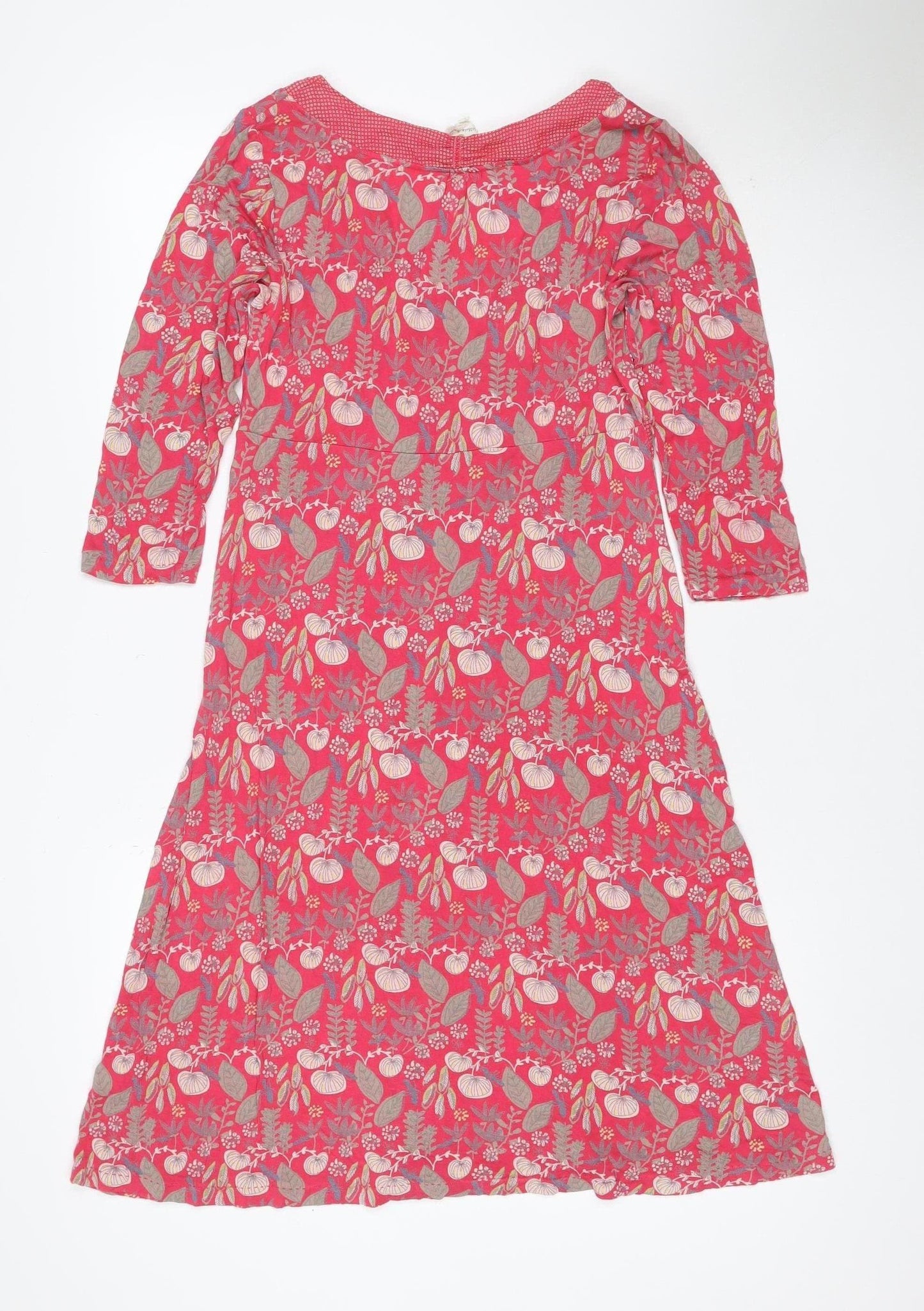 White Stuff Women’s Red Floral Midi A-Line Dress UK 10 V-Neck
