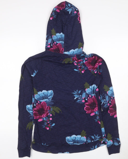 Joules Women’s Blue Floral Hooded Pullover Sweatshirt UK 12