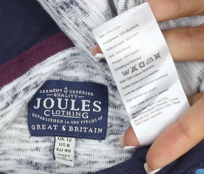 Joules Women’s Blue Floral Hooded Pullover Sweatshirt UK 12
